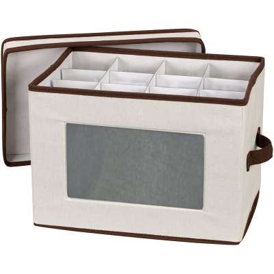 Canvas Stemware Storage Box Set with Lid and Handles