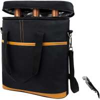 Insulated  3 Bottle  Wine Carring Cooler Tote Bag with Shoulder Strap and Corkscrew Opener