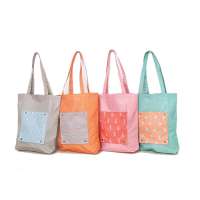 cartoon waterproof grocery bag foldable reusable tote bag supermarket nylon shopping bag