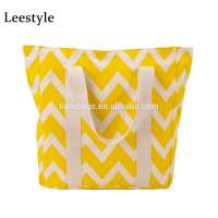 Fashion Chevron Zigzag Printed Canvas Tote Summer Beach Bag Chevron Beach Bag