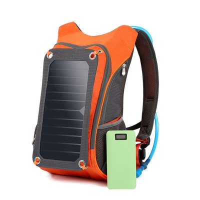 Solar Backpack 7W Solar Panel 2L Hydration Pack Camping Hiking Portable Travel Sun Charger